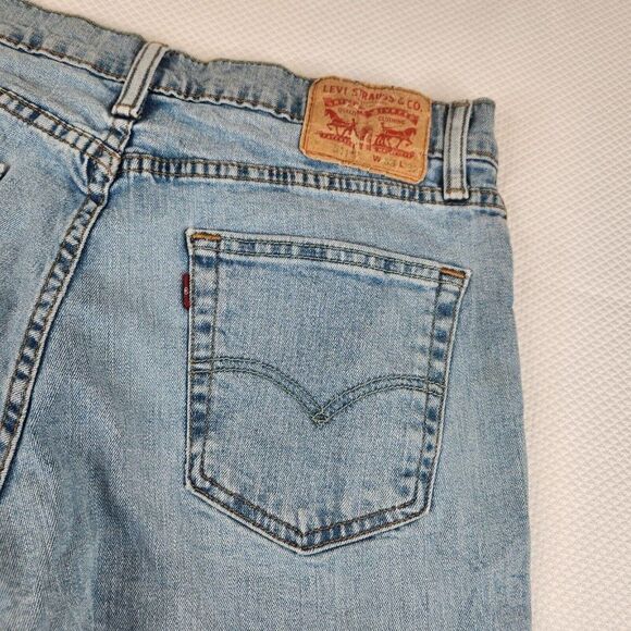 Levi's Denim Jean Shorts Cut Off Womens Size 12 Blue Bermuda Stretch Frayed - Picture 4 of 5